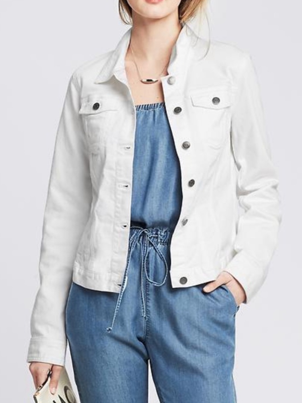 BANANA REPUBLIC White Denim Jean Jacket